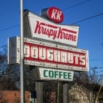 Inside-the-Beltline, Mordecai Neighborhood, Iconic Krispy Kreme Sign at Peace and Person St. Entrance to Mordeca