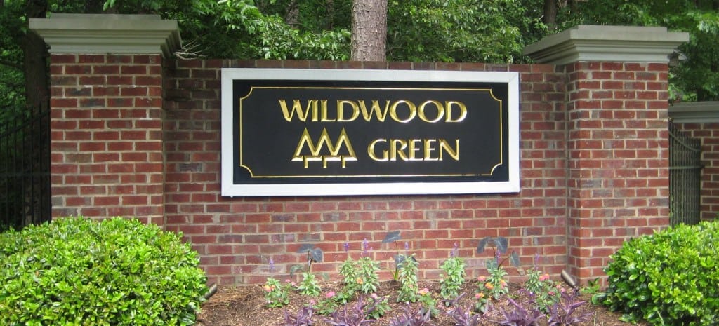 Wildwood Links Main Entrance at Strickland Road, Best Raleigh Neighborhoods, Midtown, Wildwood Green Golf Community.
